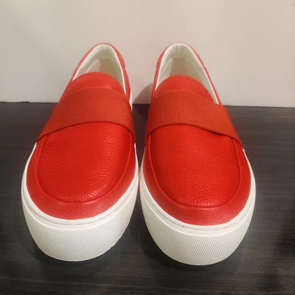 UGG Chayze Platform Sneakers Leather Slip On Round Toe Rubber Sole Red 8.5 Mint - Picture 2 of 15